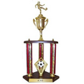 3 Column, 2 Tier, Cherry Base, Multi-Round Column Trophy - 26"